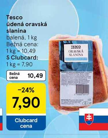 Tesco údená oravská slanina, 1 kg