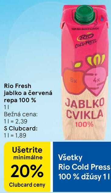 Rio Fresh jablko a červená repa 100 %, 1 l