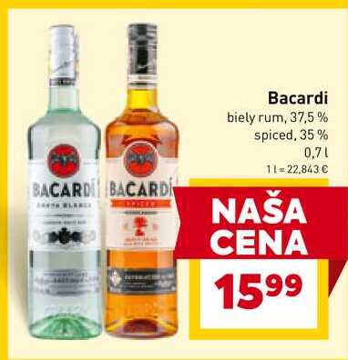 Bacardi biely rum, 37,5% 0,7l