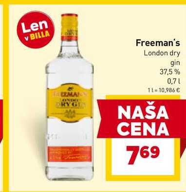 Freeman's London dry gin 37,5% 0,7l