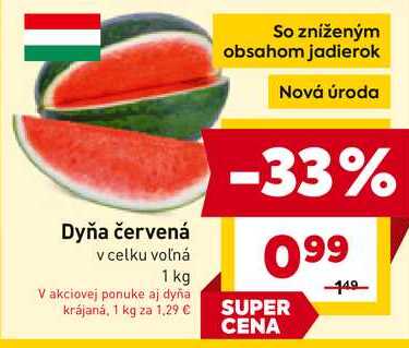 Dyňa červená v celku voľná 1 kg 