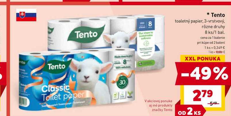 Tento toaletný papier, 3-vrstvový, rôzne druhy 8 ks/1 bal. 