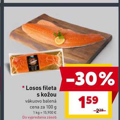 Losos fileta s kožou vákuovo balená cena za 100 g