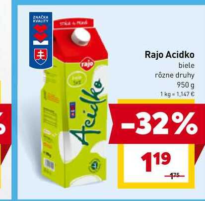 Rajo Acidko biele rôzne druhy 950 g 