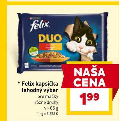 Felix kapsička lahodný výber pre mačky rôzne druhy 4x85 g