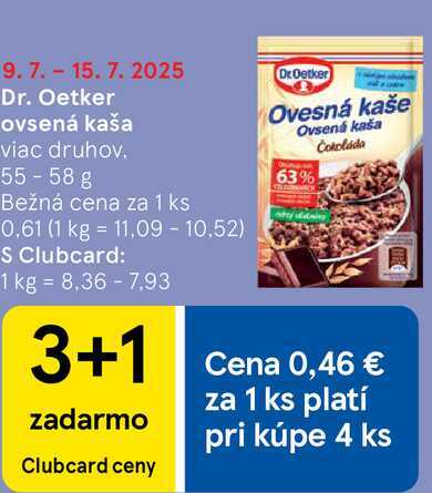 Dr. Oetker ovsená kaša, 55-58 g