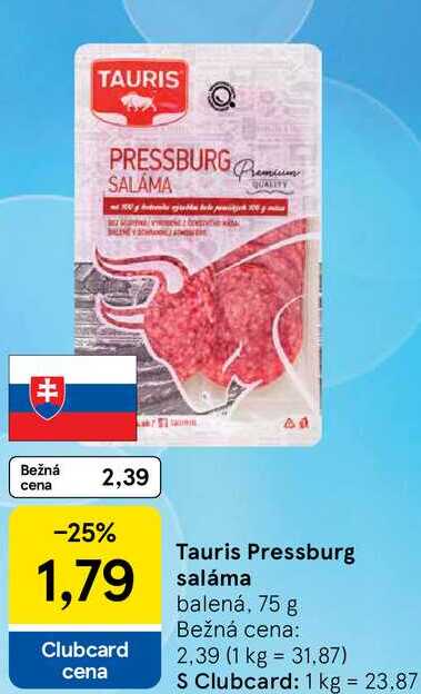 Tauris Pressburg saláma, 75 g