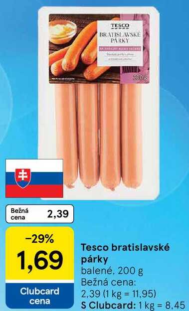 Tesco bratislavské párky, 200 g