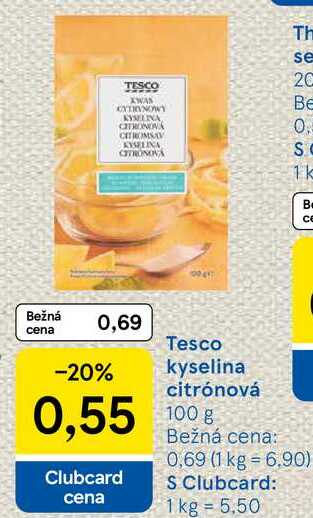 Tesco kyselina citrónová, 100 g 