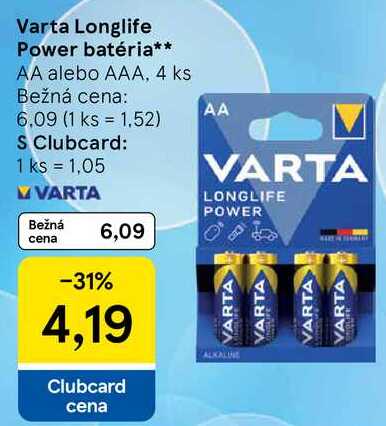 Varta Longlife Power batéria, 4 ks 