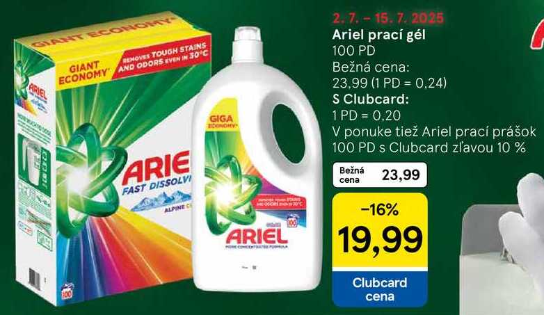 Ariel prací gél, 100 PD