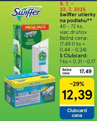 Swiffer utierky na podlahu, 40 - 72 ks