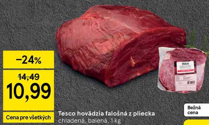 Tesco hovädzia falošná z pliecka, 1 kg 