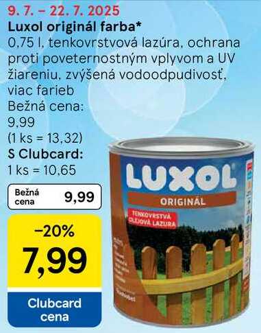 Luxol originál farba, 0,75 l