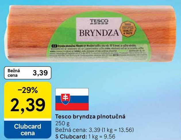 Tesco bryndza plnotučná, 250 g