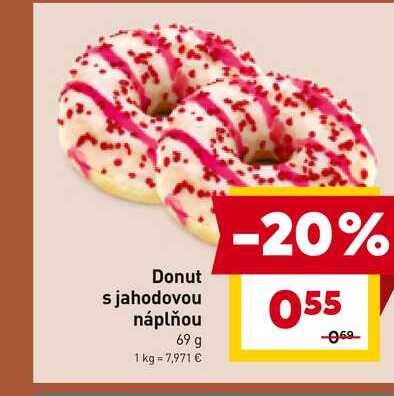 Donut s jahodovou náplňou 69 g