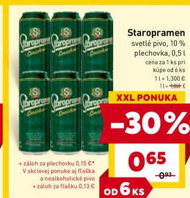 Staropramen svetlé pivo, 10% plechovka, 0,5 L
