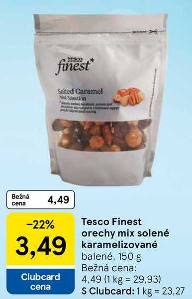 Tesco Finest orechy mix solené karamelizované, 150 g 