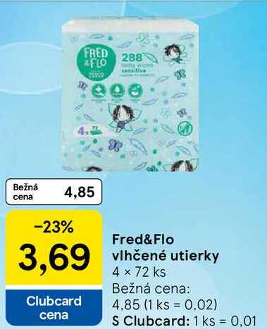 Fred&Flo vlhčené utierky, 4x 72 ks 