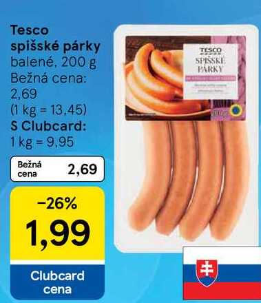 Tesco spišské párky, 200 g 