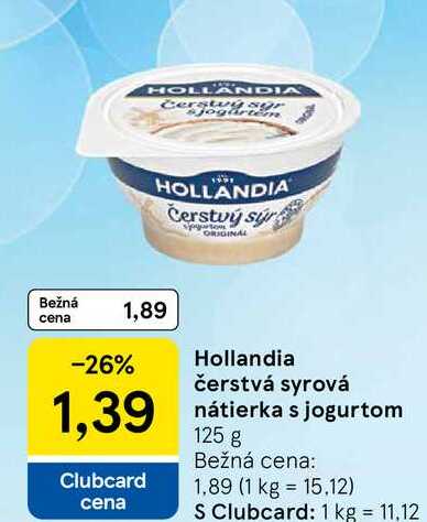 Hollandia čerstvá syrová nátierka s jogurtom, 125 g