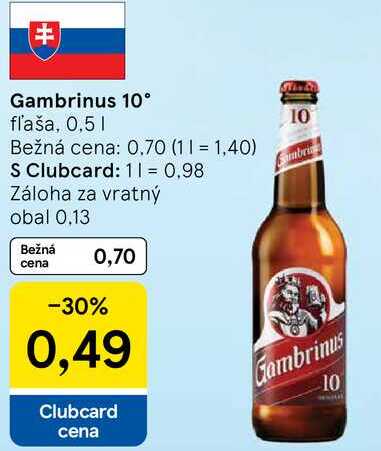 Gambrinus 10°, 0,5 l