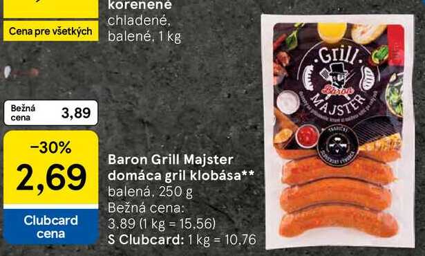 Baron Grill Majster domáca gril klobása, 250 g