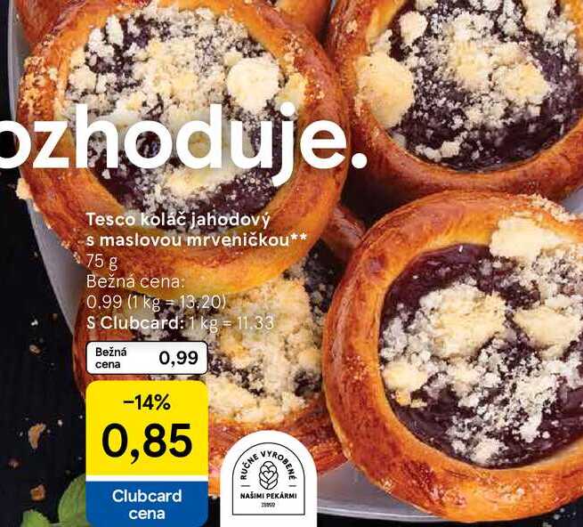 Tesco koláč jahodový s maslovou mrveničkou, 75 g