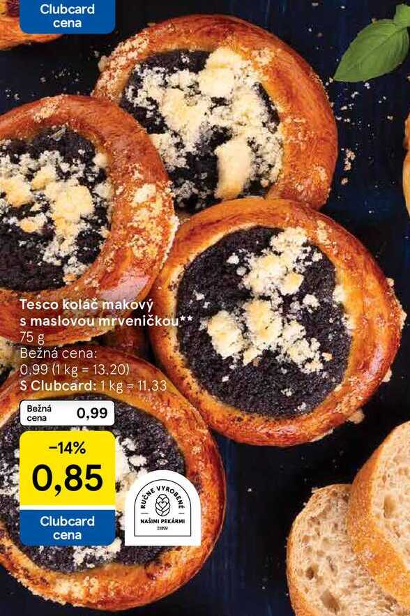 Tesco koláč makový s maslovou mrveničkou, 75 g