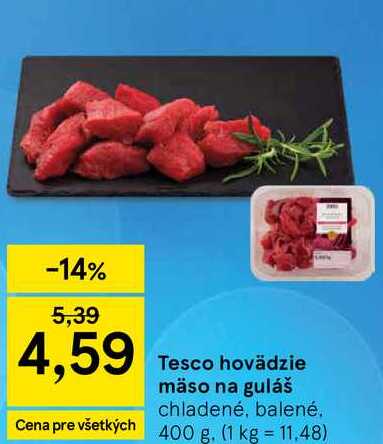 Tesco hovädzie mäso na guláš, 400 g
