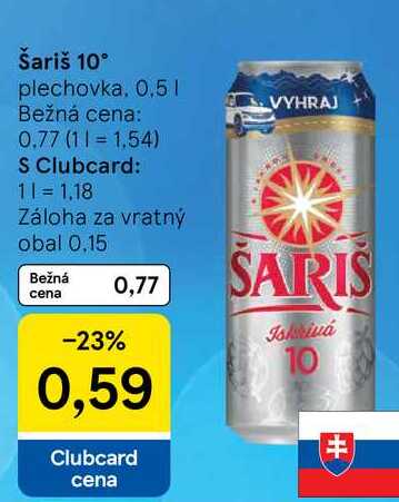 Šariš 10°, 0,5 l