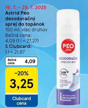 Astrid Peo dezodoračný sprej do topánok, 150 ml