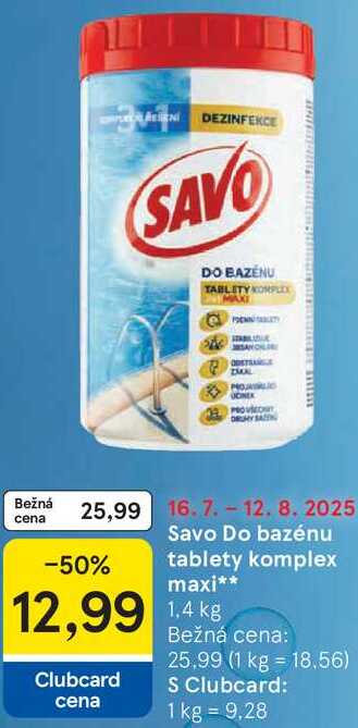 Savo Do bazénu tablety komplex maxi, 1,4 kg