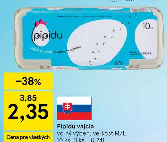 Pipidu vajcia, 10 ks