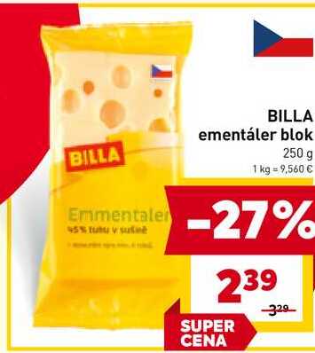 BILLA ementáler blok 250 g