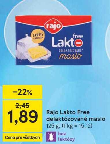Rajo Lakto Free delaktózované maslo, 125 g