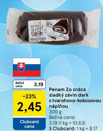 Penam Zo srdca sladký závin dark s tvarohovo-kokosovou, 300 g