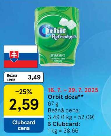 Orbit dóza, 67 g