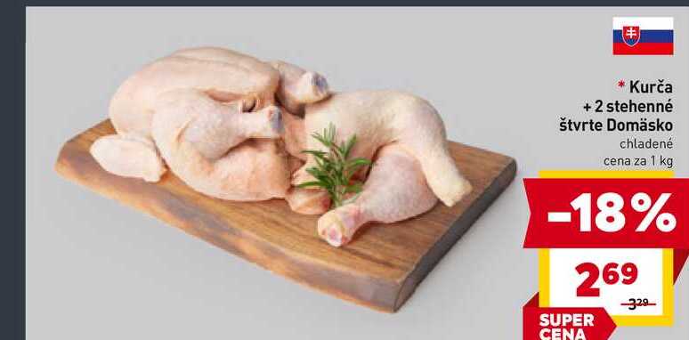 Kurča + 2 stehenné štvrte Domäsko chladené cena za 1 kg 