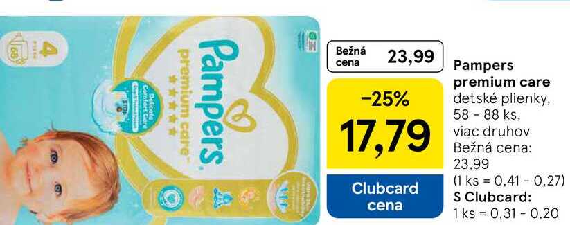 Pampers premium care, 58 - 88 ks