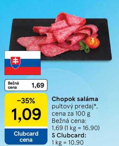 Chopok saláma, cena za 100 g 