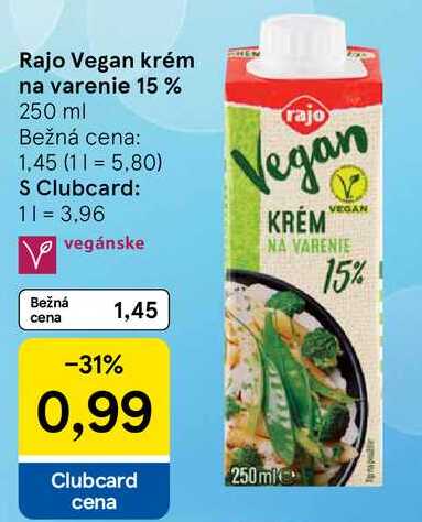 Rajo Vegan krém na varenie 15%, 250 ml 