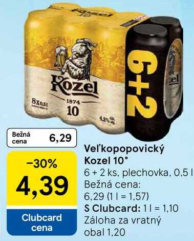 Vel'kopopovický Kozel 10°, 6+2 ks