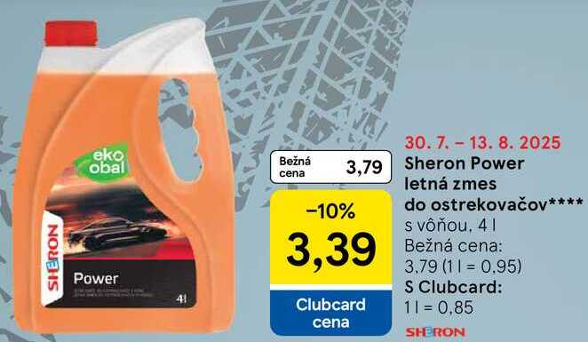 Sheron Power letná zmes do ostrekovačov, 4 l