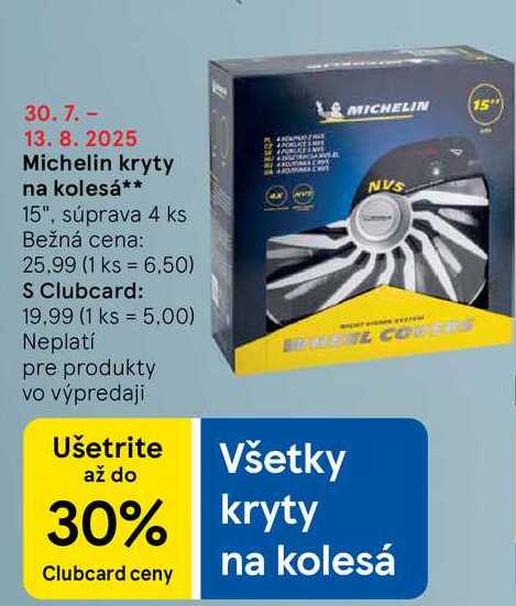 Michelin kryty na kolesá, súprava 4 ks