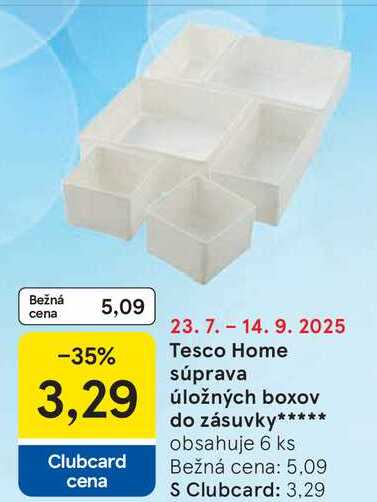 Tesco Home súprava úložných boxov do zásuvky
