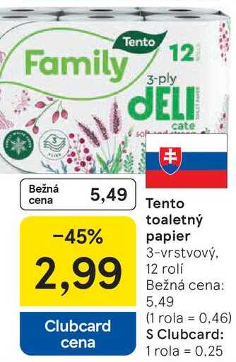 Tento toaletný papier, 12 rolí