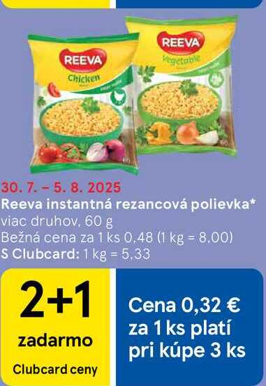Reeva instantná rezancová polievka, 60 g
