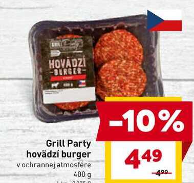 Grill Party hovädzí burger v ochrannej atmosfére 400 g 