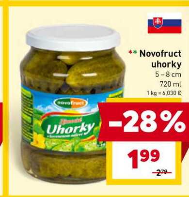 Novofruct uhorky 5-8 cm 720 ml